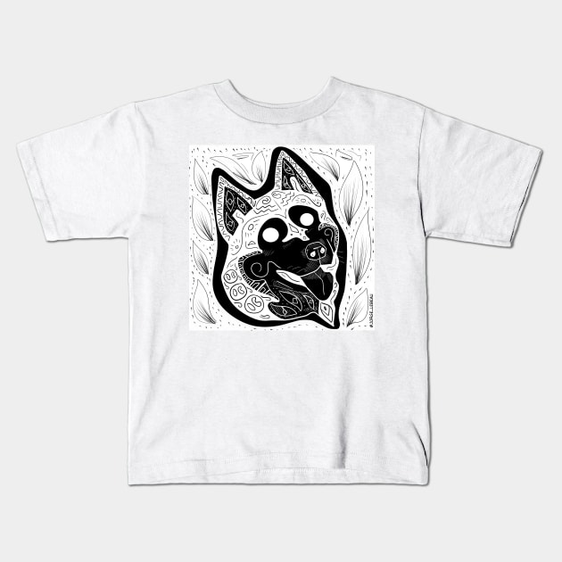 the wolf pack ecopop in kawaii pattern Kids T-Shirt by jorge_lebeau